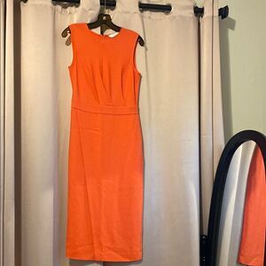Reiss Layla Sleeveless Bodycon Dress: Orange Sheath Midi Dress for Cocktail